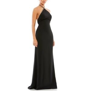 NEW Ieena for Mac Duggal Rhinestone Halter Column Gown